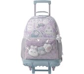 TOTTO Kawi L - Mochila Escolar con Ruedas 29L, Color Rosa, Bolsillos Botella, Organizador Interno, Correas Ajustables, Protección Base