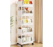 Mobile Multi-Layer Kitchen Storage Rack Trolley Narrow Slit Cabinet with Wheels Bathroom Bedroom Living Room Organizer Shelf