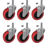 6 Pack Creeper Wheels 2.5 Inch Heavy Duty Swivel Caster Wheel With M10 Threaded Stem