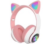 New Kids Bluetooth Headphones Foldable with LED Light Pink