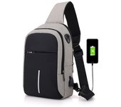 PORCHEDDU Bolso de Hombre Pequeño with Carga USB para hombre, Bandolera Deportiva impermeable para el pecho, Bolsa de viaje para Niño