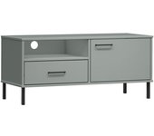 vidaXL Mueble de TV con patas de metal OSLO madera maciza pino, Mueble de Salon, Mueble TV, Mueble TV salon, Mesa de TV, Mueble tele
