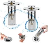 Tapón universal para fregadero de baño, drenaje emergente para fregadero de baño, tapón de colador, filtro de drenaje de lavabo de piso de acero inoxidable (2 unidades)