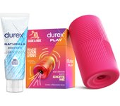 Durex Masturbador SLIDE & RIDE + Lubricante Naturals Hidratante 100ml, Elástico, Suave Flexible y Texturizado con Estrías