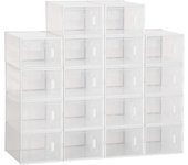 HOMCOM Armario Modular de Plástico Cajas de Zapatos Talla de 43 con 8/18 Cubos Puertas Magnéticas Muble Organizador para Entrada Pasillo Dormitorio 25x35x19 cm Transparente