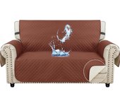 Ystyle Funda Cubre Sofa 2 Plazas - Impermeable Fundas Sofa Verano, Protector Sofa para Gatos Arañazo y Perros Mascotas, Fundas para Sofa Antideslizante Antimanchas Lavable, Café