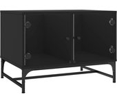 Mesa de Centro con Puertas de Vidrio Negra 68,5x50x50cm