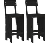 Taburetes de Cocina 2 UDS Madera de Pino Negro 40x48,5x115,5 cm