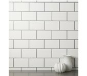 Muestra DIN A4 de Papel pintado vinílico lavable azulejos blancos con líneas metalizadas en relieve - Last Station 681308 de GAULAN