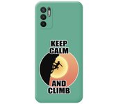 Funda Silicona Líquida Verde para Xiaomi Redmi Note 10 5G / POCO M3 Pro 5G diseño Mujer Escalada Dibujos