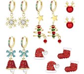 6-18 Pares Pendientes Navidad Mujer Niña Hipoalergénicos Muñeco de Navidad Caramelo Caña Elk Arbol Arco Set