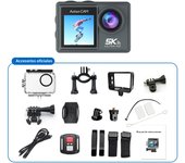 5K 4K60FPS Action Camera Dual IPS Touch LCD EIS 170° 30M Waterproof 5X Zoom Sport Camera With Wireless Mic&Remote Control