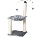 PawHut Rascador con Hamaca Árbol para Gatos Árbol Trepador para Gatos con Bola Giratoria Gris 39,5x39,5x83 cm