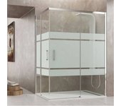 GME Mampara Ducha Angular AKTUAL con Decorado Serigrafiado 70x70 - Cristal Transparente