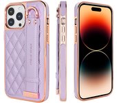 VIETAO-Leather Case with Kickstand Function, Anti-Drop, Plating Frame, Wristlet Case, Back Cover for iPhone 16Pro Max,16 Pro, 16
