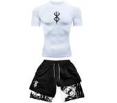 Anime 3D Printed Men's Compression Set short Sleeve Gym Top+Workout Shorts Quick Drying Breathble Athletics Rash Guard Set