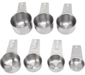 Juego de 7 tazas medidoras de acero inoxidable apilables, multifuncionales, de metal, para herramientas de cocina