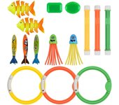 Juego de juguetes para piscina de buceo, palos de buceo para niños, juguetes para piscinas que incluyen 3 palos de buceo, 3 anillos de buceo, 3 bandidos Toypedo