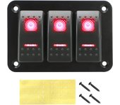 12V 24V With Stickers 3 Gang Rocker Switch Panel ON/OFF Lights Toggle Car Truck Marine Ship Circuit Breaker Overload Protection
