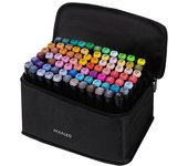 Set de 168, 80 y 40 Rotuladores de Doble Punta MAALEO | Marcadores Profesionales con Estuche Organizador | Puntas Fina y Biselada | Amplia Gama de Colores para Dibujo, Diseño, Bocetos y Lettering | Ideal para Adultos y Niños