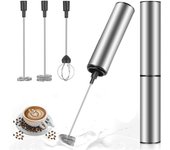 Espumador de leche eléctrico de doble batidor, batidor de leche recargable por USB, batidor de café, café con leche, capuchino, crema, macchiato y huevos