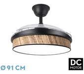 FABRILAMP Ventilador DC Moda Negro/Caizo Oscuro 3 Aspas 7200lm 3000-4000-6000K