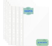 Bolsillos perforados transparentes A4 de 40 micrones, protector de hojas de plástico para carpetas de anillas de 11 orificios