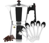 Magefesa Colombia - Cafetera Italiana, Incluye 6 Cucharas Moka, Aluminio Extra Grueso, Todo Tipo de Cocinas, EXCEPTO INDUCCIÓN