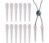 12 juegos de tapas de extremo de corbata de bolo, puntas de corbata de bolo plateadas, extremos de cordón de aleación, accesorios de repuesto para decoración de ropa, suéter, cadena, pulsera, manualidades, hallazgos