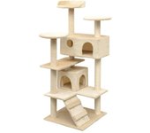 vidaXL RASCADOR PARA GATOS CON POSTE RASCADOR DE SISAL 125 CM BEIGE