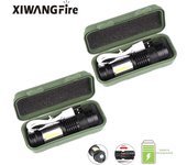 Mini Portable 2000 Lumens Led Flashlight Built In Battery Torch COB Variable Focus Waterproof Tactical Flashlight Bulb Light