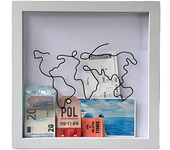 2PCS Adventure Archive Boxes Map Box Photo Frame Hanging Travelling Memorial Box Ticket Stamp Shadow Box Photo Frame Memory Box