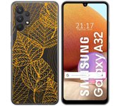 Tumundosmartphone Funda Gel Transparente para Samsung Galaxy A32 4G diseño Hojas Dibujos
