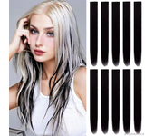 10Pieces 22 inch Colored Hair Extensions, Multi-colors Party Highlights Clip in Synthetic Hair Extensions
