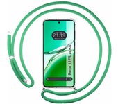 Tumundosmartphone Funda Colgante Transparente para Oppo Reno 12FS 4G / 12 FS 5G con Cordon Verde Agua
