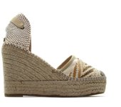 MACARENA ALBA 19 Sandalia con cuña de esparto,espadril,yute,suela de goma,tela,cordones al tobillo, para señora