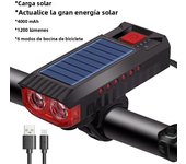 4000mAh Bicycle Light 1200 Lumen Bike Headlight Solar Flashlight Handlebar Bike Bell USB Charging MTB Road Cycling Highlight