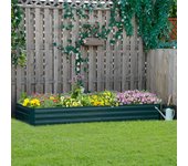 Outsunny Jardinera Elevada de Acero Galvanizado Huerto Urbano para Cultivar Plantas Flores Hierba Macetero Grande Exterior Rectangular con Fondo Abierto 241x90,5x30 cm