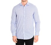 Café Coton-Camisa manga larga cuello solapa cierre a botones BEN5 para Hombre
