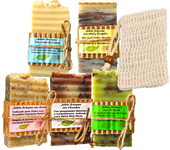 Antiedad. 5 Jabones Artesanos Naturales + Bolsa Sisal. PumarShop Cinnia Natura. Jabones de Chocolate, Té Verde,  Leche de Cabra, Miel y Propóleo, Avena. Hechos a mano. Vegano.🛑 [en caso de falta de stock de alguno, se sustituirá por otro similar]