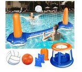 SOMY Juego de Voleibol Inflable - Juguete de Piscina de Voleibol Inflable con Aro de Baloncesto Red de Voleibol Juego de Natación de Dos Bolas para Niños Adultos Piscina para Niños
