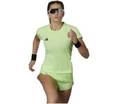 Camiseta de Manga Corta Adidas Adizero E para mujer en color verde