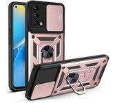 For OPPO A74 A54 4G 5G Case Slide Camera Shockproof Armor Case For OPPO A57 A77 A55 A58  Car Magnetic Holder Ring Protect Cover
