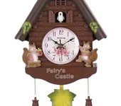 Reloj de pájaro que canta en la hora Encantadores relojes de cuco para pared con péndulo de hoja Reloj de cuco con control de volumen ajustable de 16.5x10.2 '' para sala de estar, estudio y habitación de niños