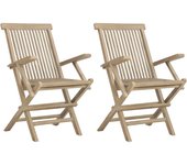 Sillas de Jardín portátiles 2 UDS Madera maciza theca 56x61x89 cm