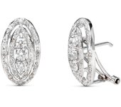 Inmaculada Romero Pendientes Oro Blanco 18k Mujer Ovalados Aros Calados Circonitas