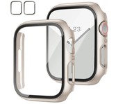 2PCS Tempered Glass+cover For Apple Watch Case 44mm 40mm 42mm 41mm 45mm PC bumper Screen Protector iWatch series 9 8 7 6 5 3 se