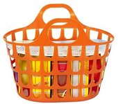Vicam Cesta de Menaje + Vajilla para 4 Personas de Plástico Ligero en Colores Surtidos