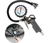Manometro Presion Neumaticos, 220 PSI Manometro Digital , Medidor de Presión de Neumáticos con Manguera y Acoplador para Motocicleta, Bcicleta y Coche
