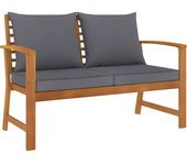 vidaXL Banco de jardín 120 cm cojines oscuro madera acacia maciza en color Gris/Crema | acolchados duraderos para sofás de jardín terraza exterior